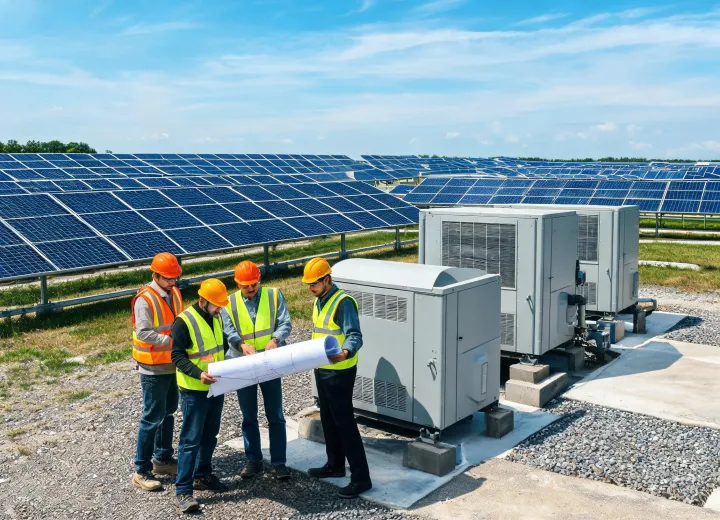 Solar power conversion equipment at a commercial PV site